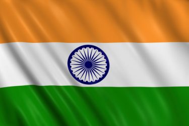 Flag of india waving with highly detailed textile texture pattern